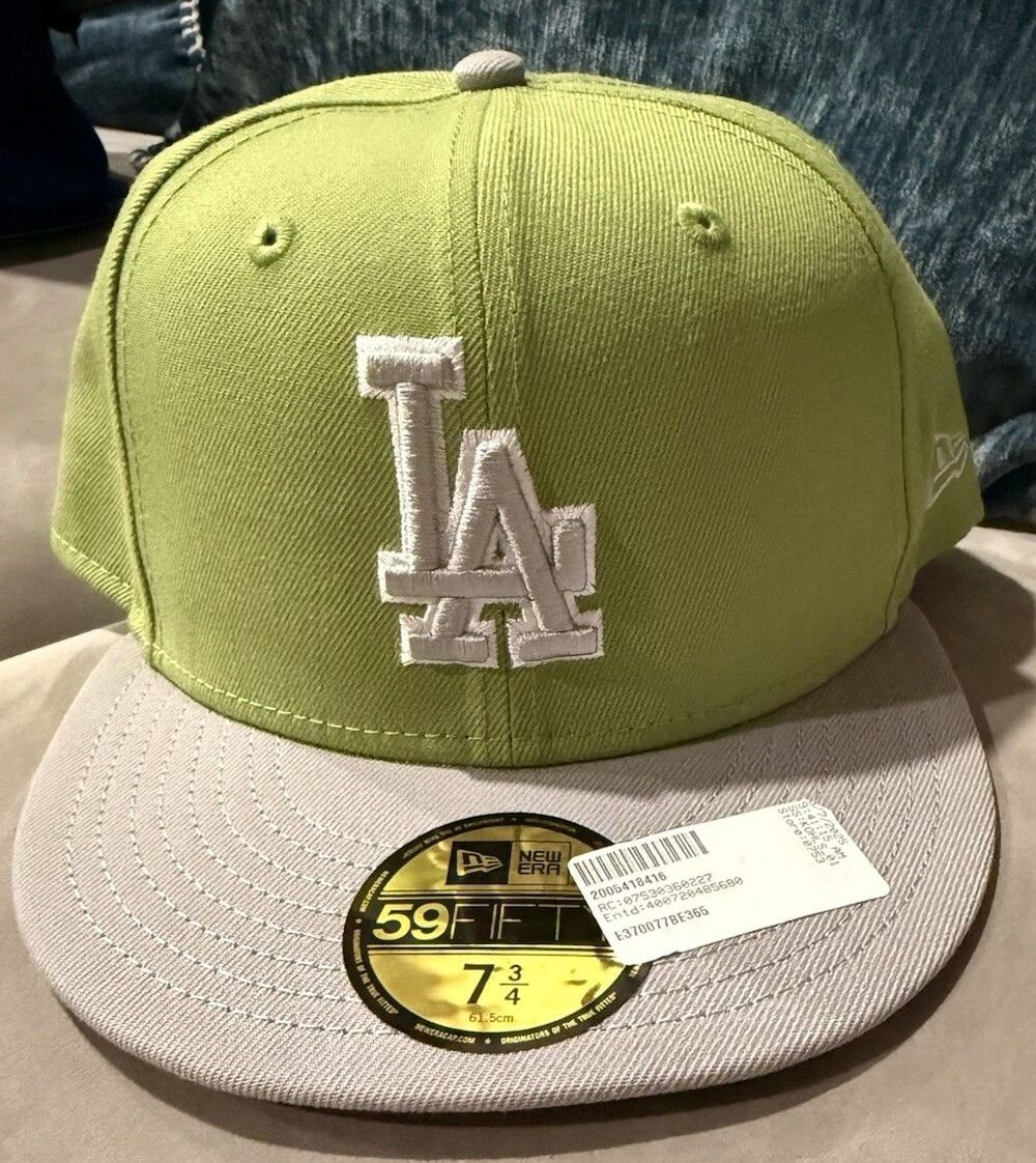 LA Dodgers New Era 59FIFTY Fitted Hat Green Gray 7 3/4 MLB